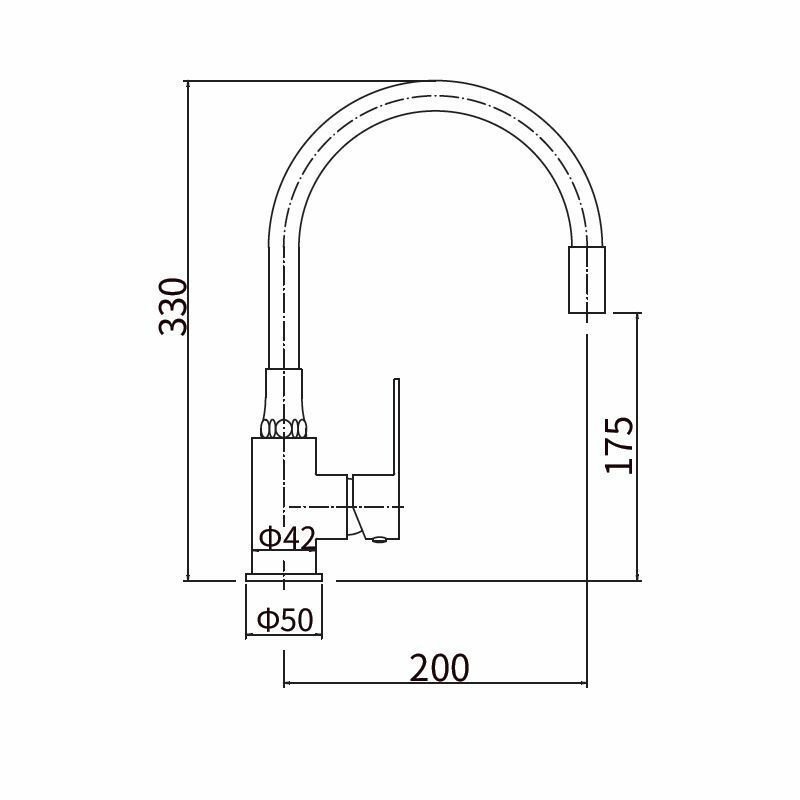 Смеситель для кухни с гибким изливом FASHUN A54302-7, сатин/черный