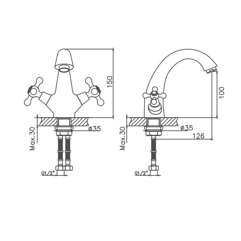 Смеситель для раковины Cron CN1008-8, белый
