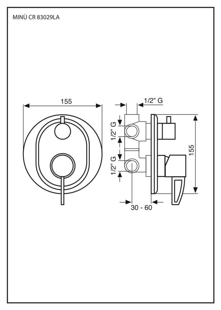 Emmevi Minu, однорычажный встраиваемый смеситель для душа, ручка со стержнем, с дивертером на 3 выхода, цвет хром