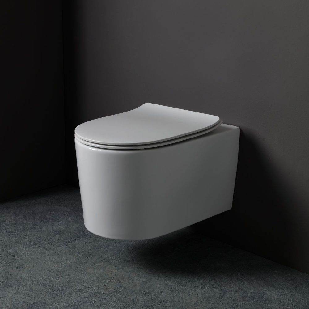 White Ceramic Geo, комплект подвесного унитаза c вихревым смывом и быстросъемным ультратонким сиденьем микролифт, цвет белый глянцевый, артикул W10903SET01/Geo