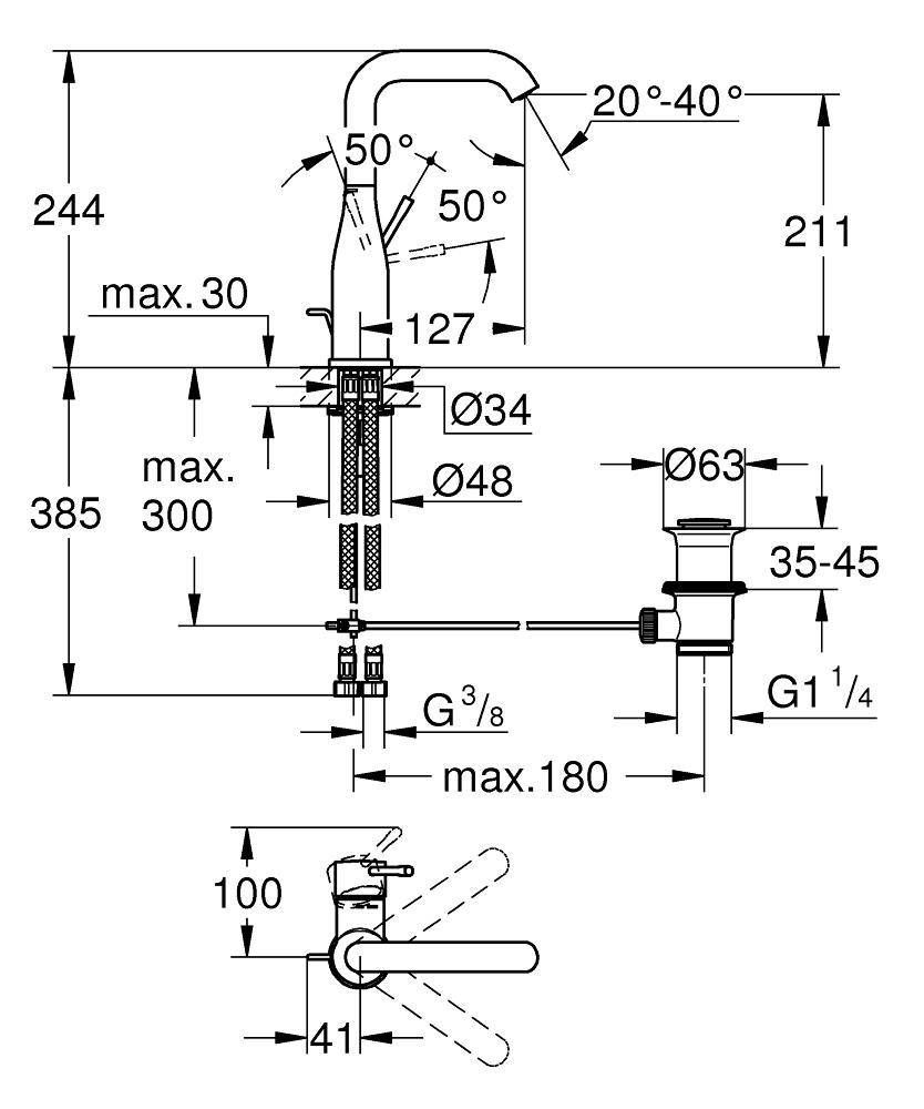 Смеситель для раковины GROHE Essence New с донным клапаном, L-Size, холодный рассвет глянец (32628GL1) Смеситель для раковины GROHE Essence New с донным клапаном, L-Size, холодный рассвет глянец (32628GL1)
