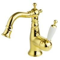 OXFORD Смеситель для биде моноком., ручка белая, золото