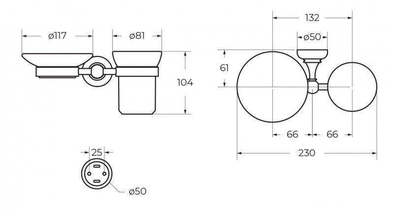 Стакан и мыльница подвесные CEZARES APHRODITE-STTS