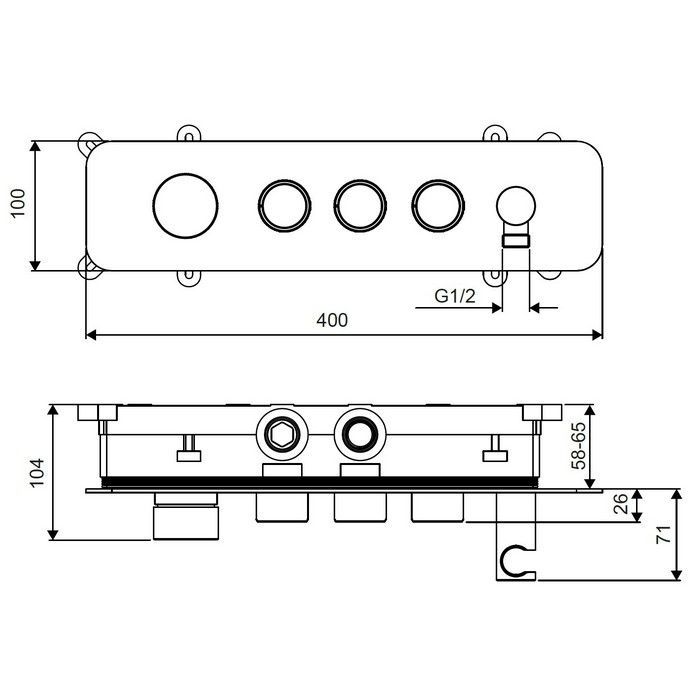 Смеситель для душа скрытого монтажа EXCELLENT Krotos AREX.8036CR (хром)