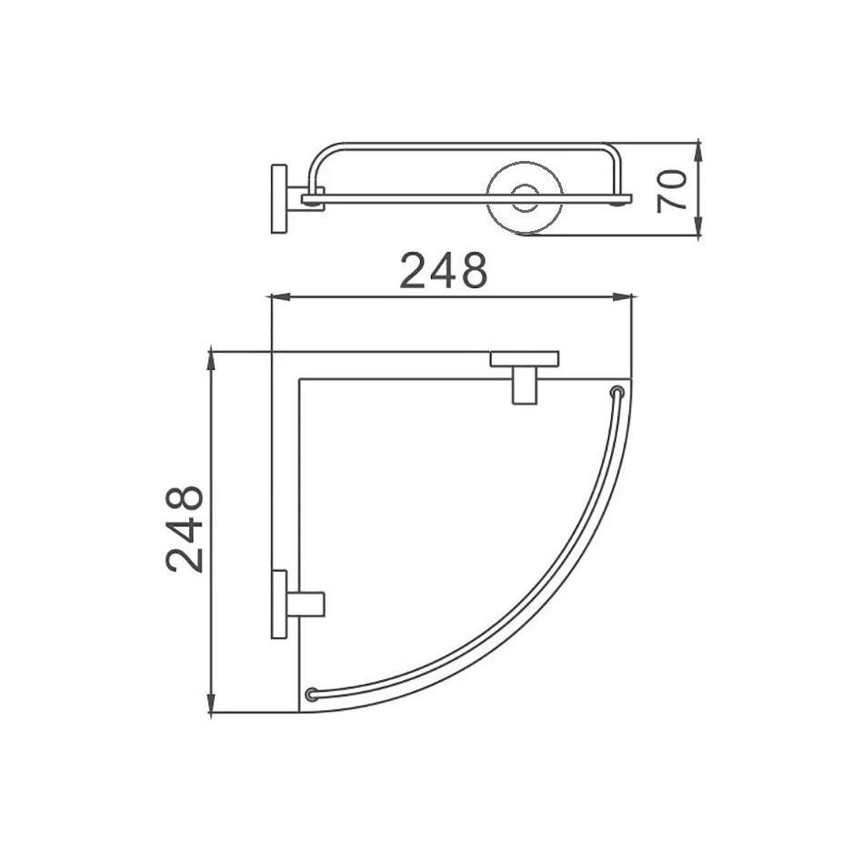 Полка стеклянная угловая D-Lin D264111, черный