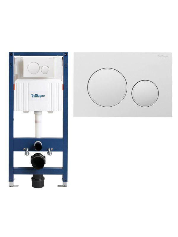 Инсталляция BELBAGNO для подвесного унитаза в комплекте с кнопкой смыва BB-101-M-BC, артикул BB-101-M-BC