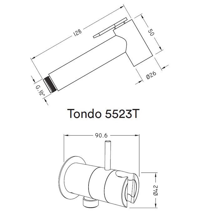 Nicolazzi Doccia Tondo Гигиенический душ со смесителем и держателем, БЕЗ ШЛАНГА (внешняя часть), цвет: хром