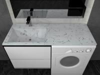 Раковина над стиральной машиной Мадлен 120 левая, белый мрамор