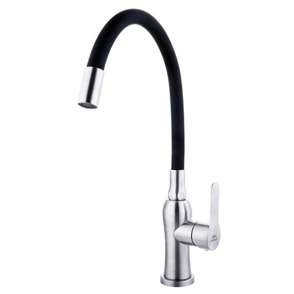 Смеситель для кухни с гибким изливом FASHUN A54801-7, сатин/черный