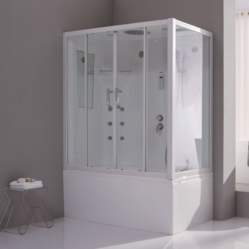 Душевой бокс SSWW BU103A L 150х85 с баней профиль Белый задняя стенка Белая