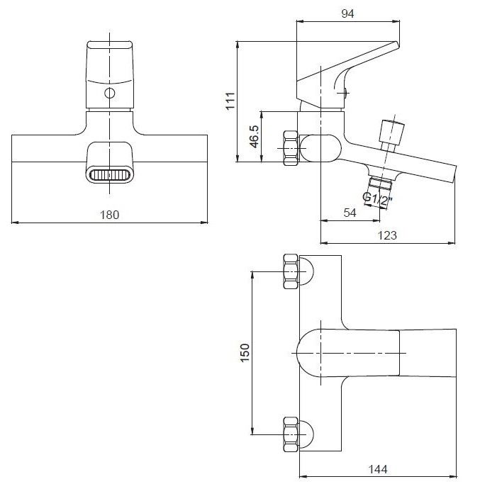 Смеситель Ontario для ванны, с коротким изливом, без акс., артикул: ON 54, ESKO