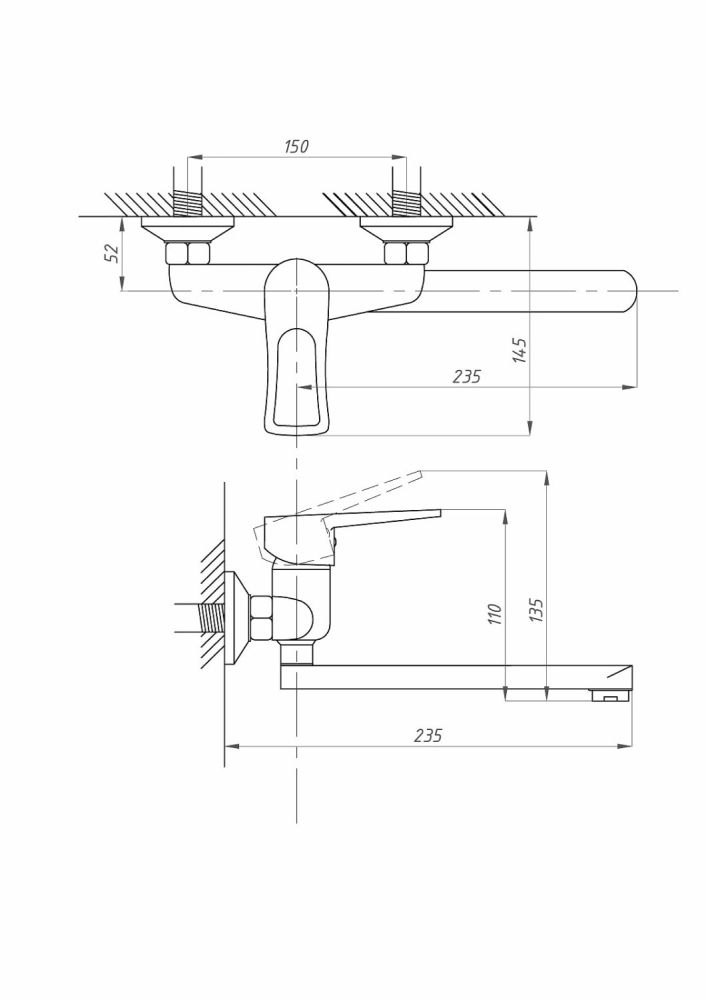 Смеситель для кухни ПСМ-Профсан PSM-508-017 ПЛЮС настенный тип См-МОРНА, См-УмОРНА, артикул PSM-508-017