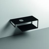 KERASAN LOUISE Структура металлическая подвесная 100 см, нерж сталь, с полкой, с отв под раковину,с полотенцедерж, цвет черный матовый