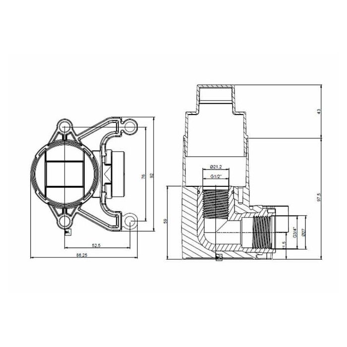 Внутренняя часть, Almar, Water Control Modular, для вывода из стены ручного душа Внутренняя часть, Almar, Water Control Modular, для вывода из стены ручного душа