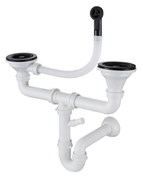 Сифон двойной  3 1/2"  с круг пер черный