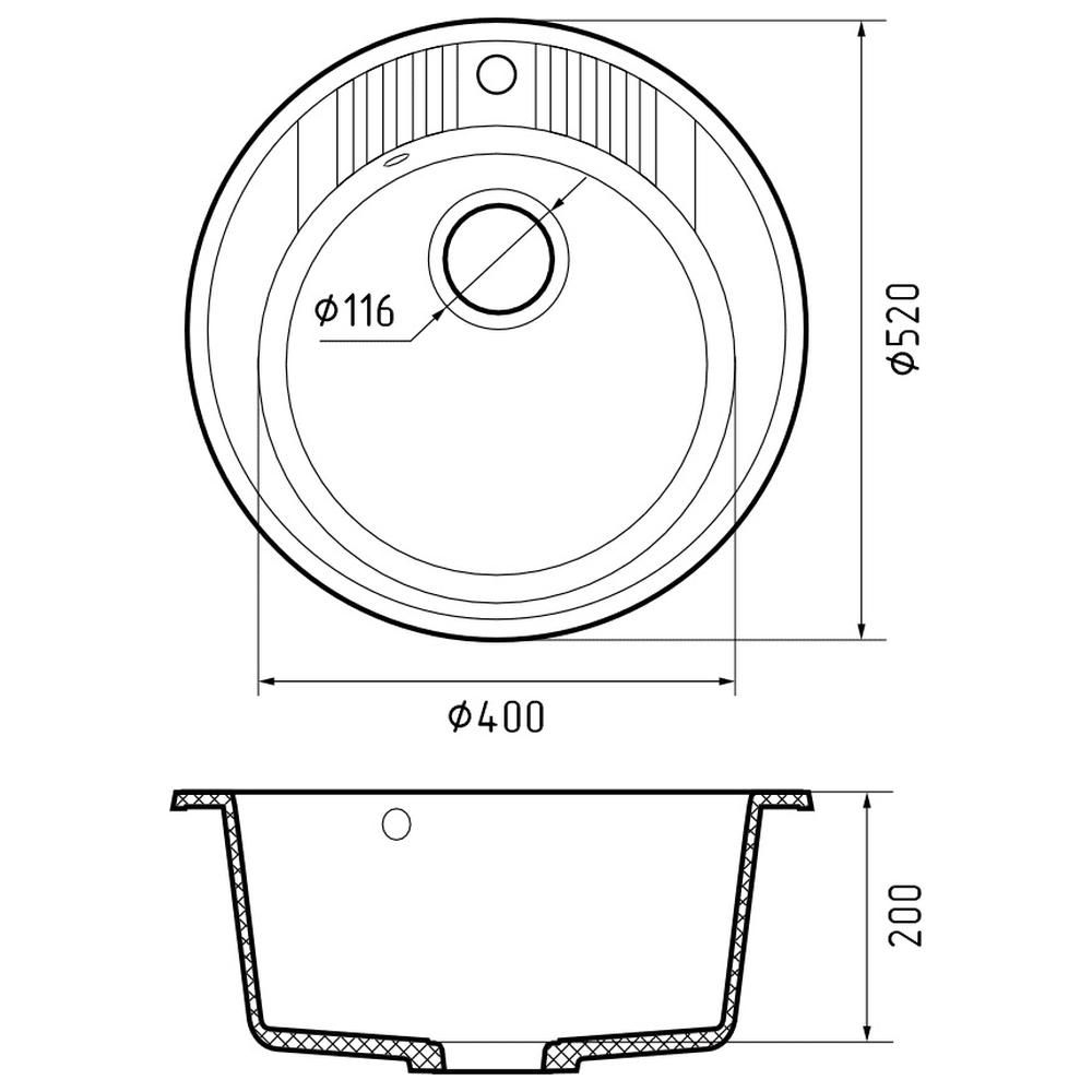 Кухонная мойка GranFest RONDO 520, графит, артикул R-520 графит