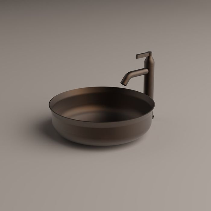 AGAPE UNDICI INOX Раковина Ø380 мм., для установки на столешницу, без отверст для смесителя, без перел, с донн клап, нерж сталь, отд Brushed burnished