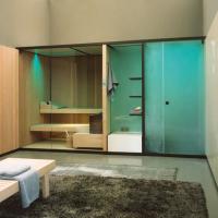 Effegibi BodyLove SH  393x176xh220 см, пристен., сауна-термодерево, хаммам кер.гранит Champagne, снаружи термодревесина гл-ая + кер.гранит Champagne