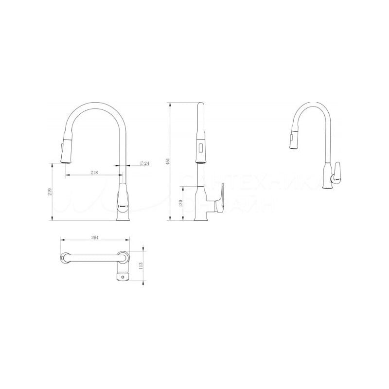 Смеситель для кухни с выдвижным изливом Haiba HB73816-7, черный