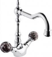 Смеситель на раковину, удлиненный, с донным клапаном, ручки Мрамор Atlantis ATLANTIS-LS2-A