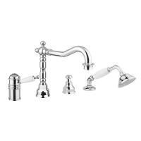 OXFORD См-ль на борт ванны моноком. термостат., на 4 отв., ручка белая, хром