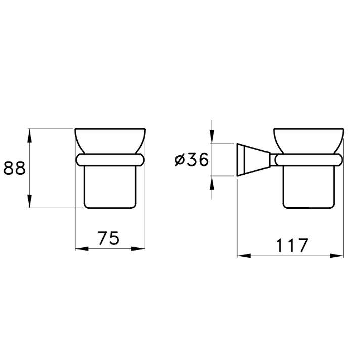 Stella 130 Держатель стакана или мыльницы подвесной (без стакана и мыльницы) 1012/1022 цвет: хром