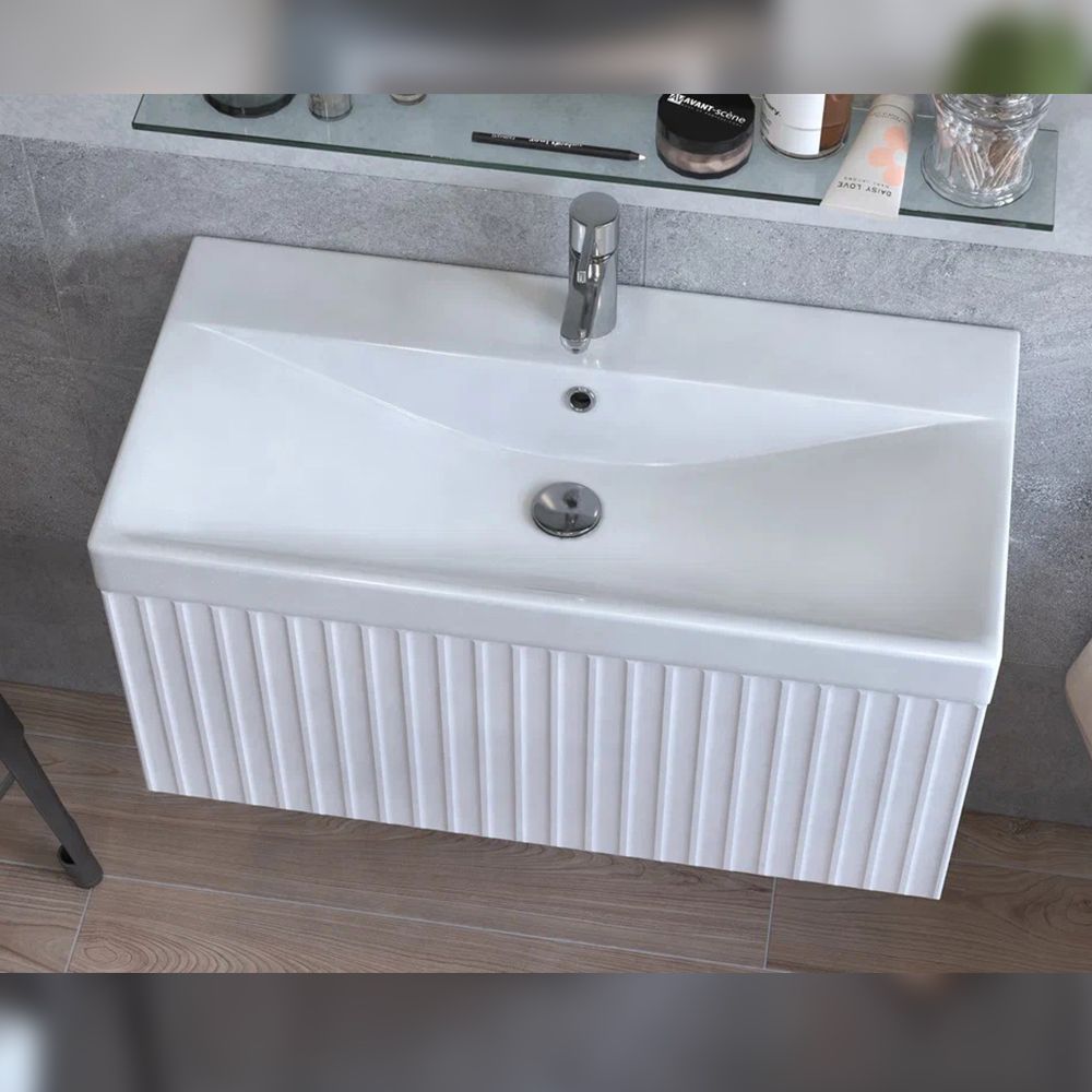 Тумба под раковину подвесная Velvex Compo tp.COM.9696.80.1Y белый глянец, 80 см, артикул tp.COM.9696.80.1Y белый глянец