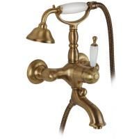 OXFORD Смеситель для ванны моноком. внешний ручка белая, бронза