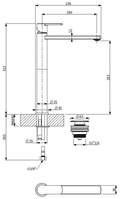 Смеситель для накладной раковины CEZARES GLAM-LC