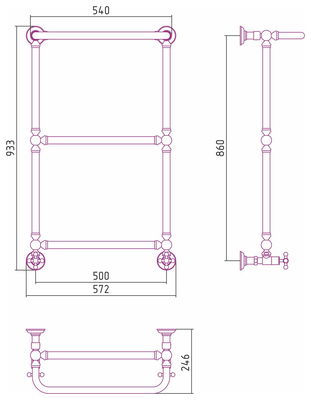 Полотенцесушитель водяной "Ренессанс 1386" 860х500 (МУАР Темный Титан) Полотенцесушитель водяной "Ренессанс 1386" 860х500 (МУАР Темный Титан)