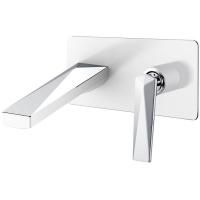 Смеситель для умывальника из стены БЕЛЫЙ+ХРОМ