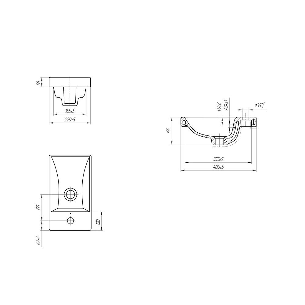 Раковина Cersanit  MODUO UM-MOD40/1, белый, артикул UM-MOD40/1