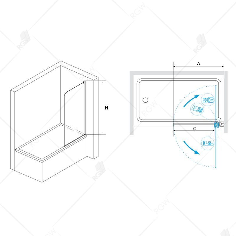Шторка на ванну RGW SC-01 (1000, Прозрачное)