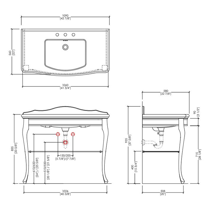 Devon Jacqueline Ceramic Консоль (109х58хh85,5/95,6 см):керамич. раков.с 1отв., цвет:бел, с метал.структ.напольн,цвет:св.золото(полка прозр), артикул DEJACQ1FBIOTTR
