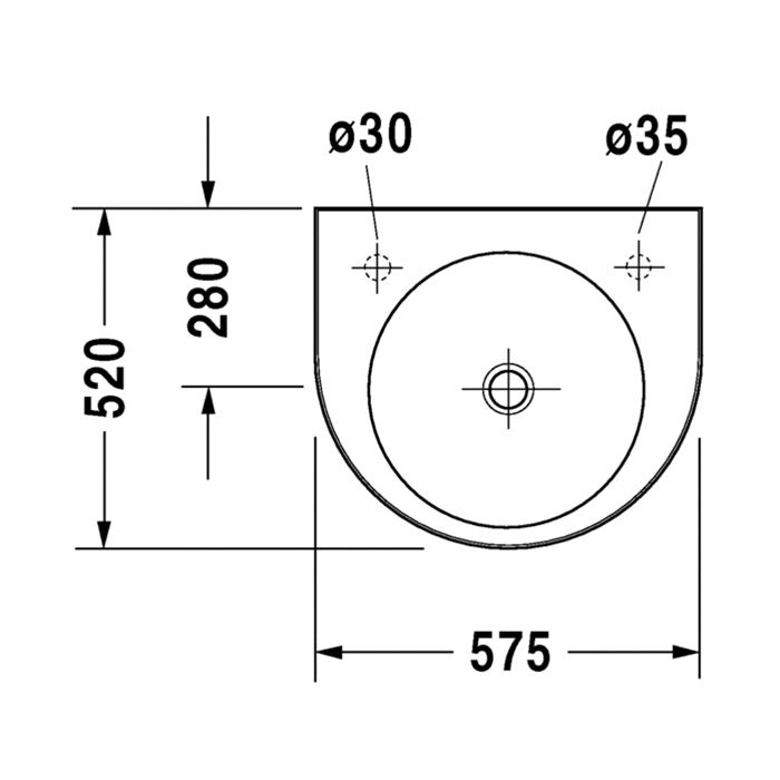 Duravit Architec Раковина без перелива, с 1 отв. под смес. справа, 575x520мм, Цвет: Белый