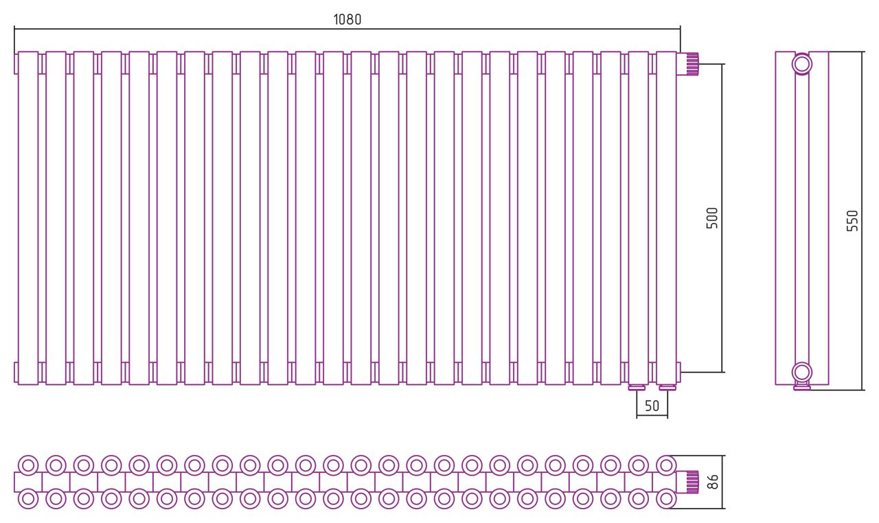 Отопительный радиатор ЭСТЕТ-00 н/ж EU50 500х1080 / 24 сек (Матовая ШАМПАНЬ) Отопительный радиатор ЭСТЕТ-00 н/ж EU50 500х1080 / 24 сек (Матовая ШАМПАНЬ)