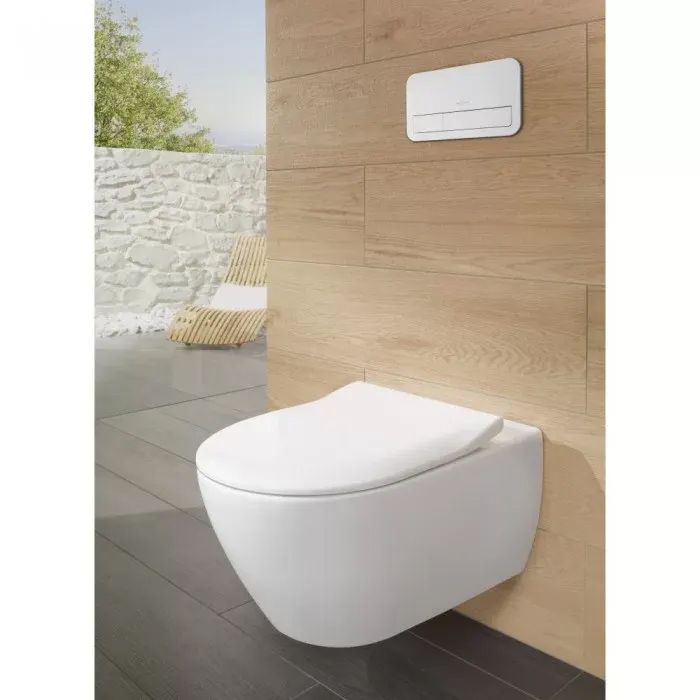 Villeroy&Boch Subway 2.0 К-т Подвесной унитаз 370*560*365, с крепежом + сиденье Slim с микролифтом, CeramicPlus, цвет альпийский белый, артикул 5614R2R1