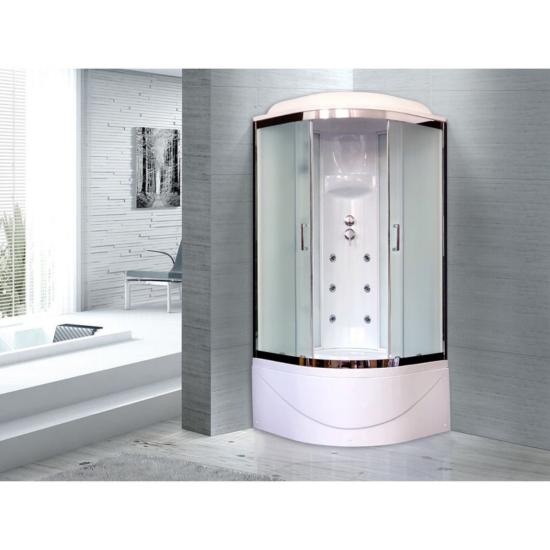 Душевая кабина Royal Bath ВК 100x100 RB100BK3-WC-CH с гидромассажем стекло матовое задняя стенка Белая Душевая кабина Royal Bath ВК 100x100 RB100BK3-WC-CH с гидромассажем стекло матовое задняя стенка Белая