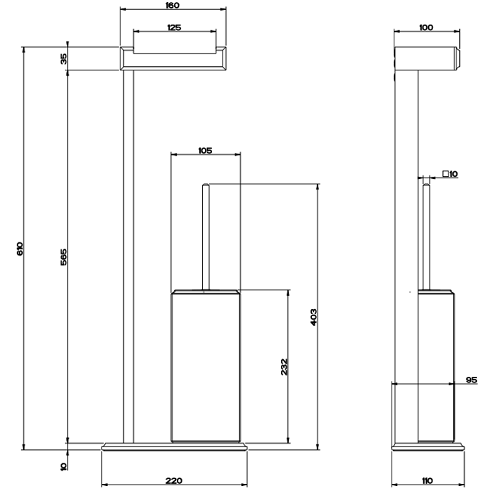 Gessi Eleganza Напольная стойка с держателем для туалетной бумаги и ершиком, цвет: хром/белый
