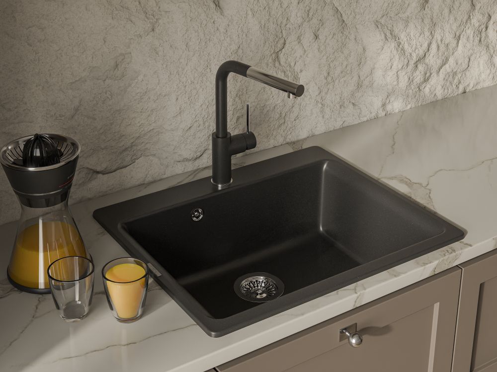 Rivelato Смеситель для кухни Albano Г-обр.с выдвижной лейкой D-35мм nero cromo арт., артикул 1573503 nero cromo