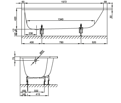 Опора для ванны, Bette, универсальная, комплект-2 штуки, артикул B23-1500