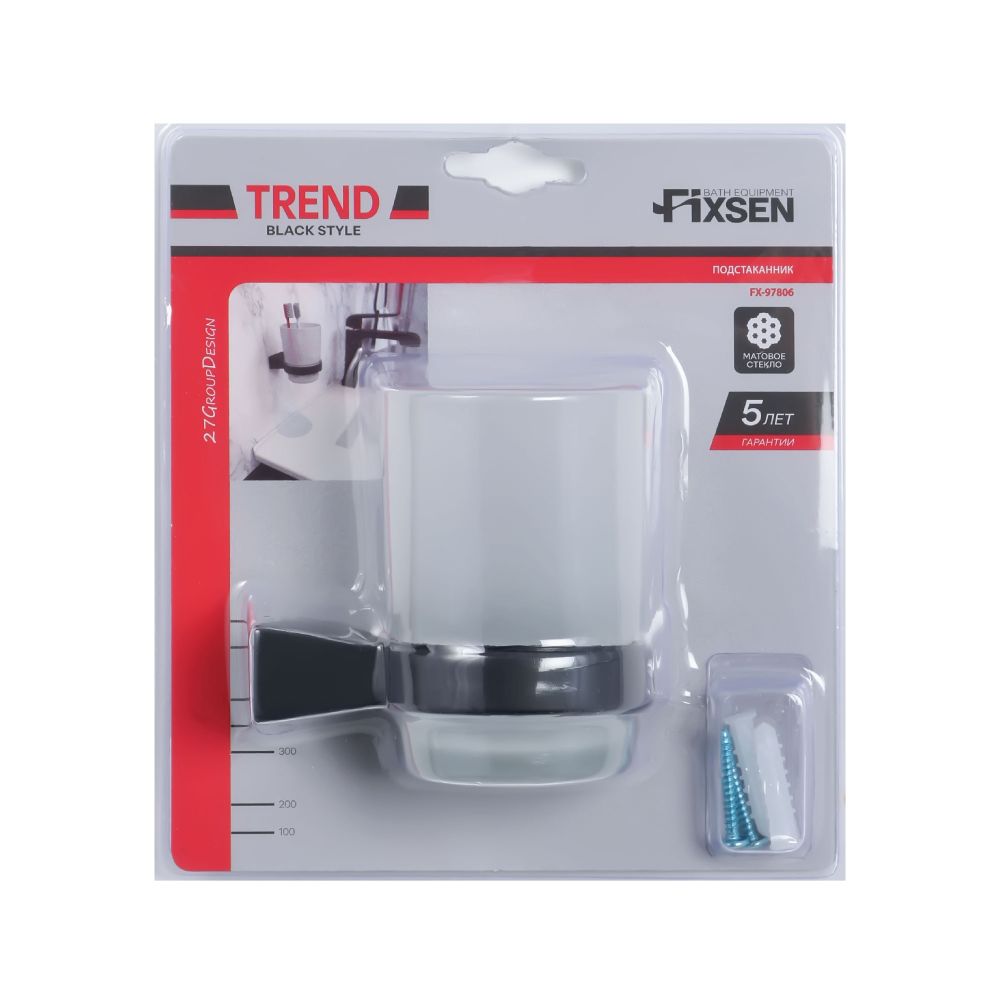 Стакан для ванной комнаты FIXSEN TREND FX-97806, черный, артикул FX-97806