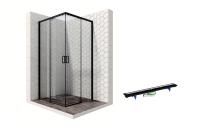 Душевой уголок Ambassador Queen Black 11011203-PR1, квадратный, линейный трап, 90х90