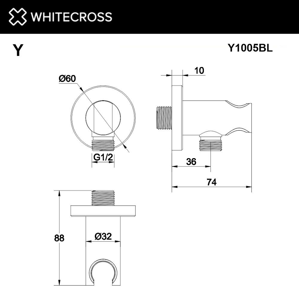 Угловой соединительный элемент WHITECROSS Y1005BL (черный мат) Угловой соединительный элемент WHITECROSS Y1005BL (черный мат)