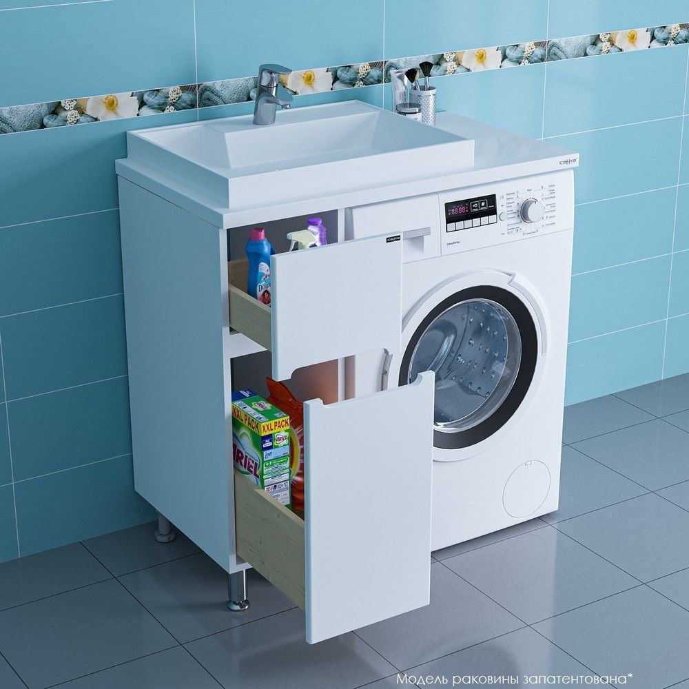 Тумба под раковину над стиральной машиной напольная "Лондон 29" 2 ящ напольная (ум. Юпитер 900*500 литой мрамор)