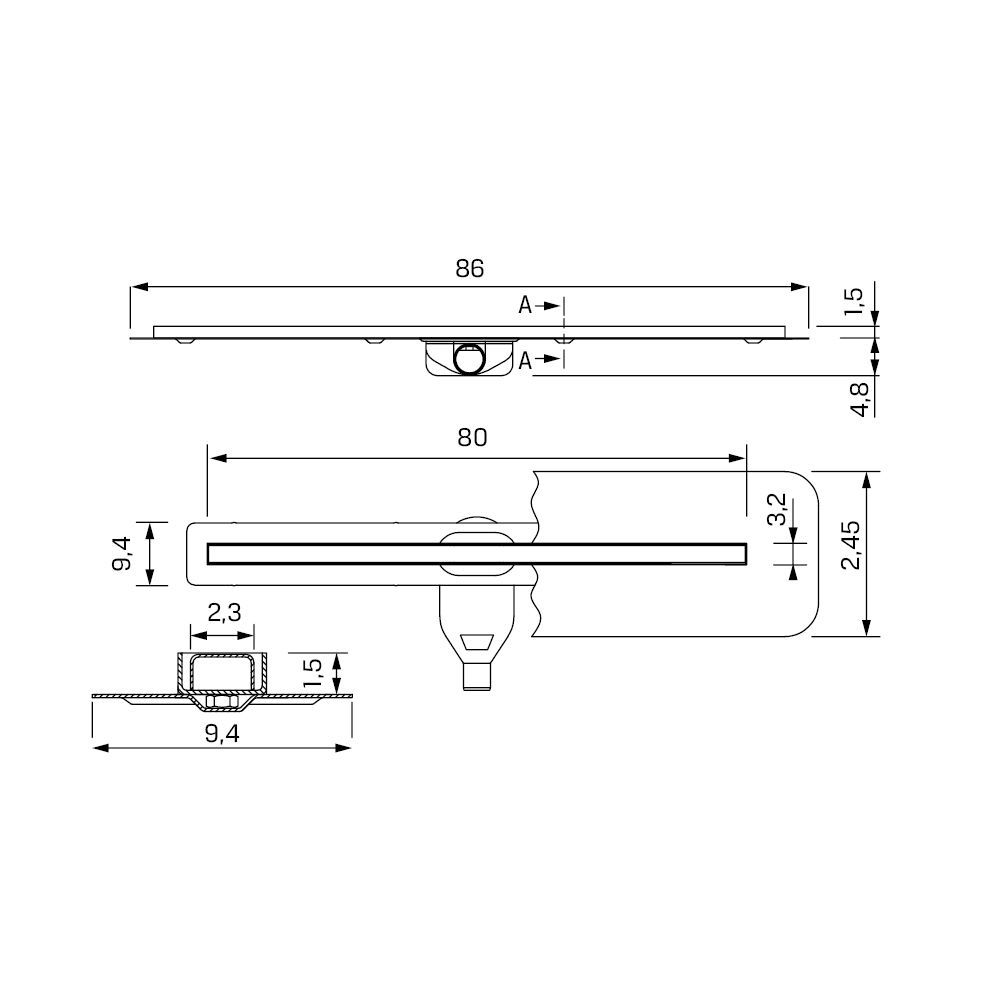 Душевой трап NEW TRENDY CHROME SHINE 80 см OL-0068 (хром) Душевой трап NEW TRENDY CHROME SHINE 80 см OL-0068 (хром)