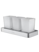 Три стакана для зубных щеток с держателем WONZON & WOGHAND LOTTE, Хром (WW-8338)