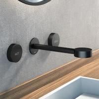 CISAL Slim Смеситель для раковины на 3 отверстия из стены,излив 185-200 мм,внешняя часть, цвет черный матовый