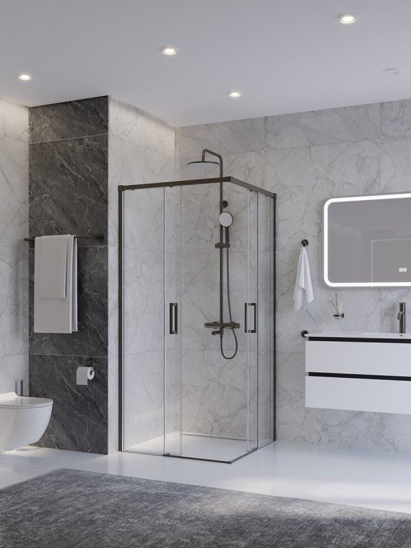 PLANE-A-2-90-C-IN Душевой уголок, отделка Сатин, артикул PLANE-A-2-90-C-IN