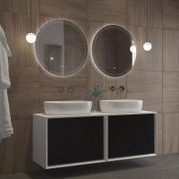 Зеркало ECO CEZARES с лазерной гравировкой, контурной подсветкой и сенсорным выключателем